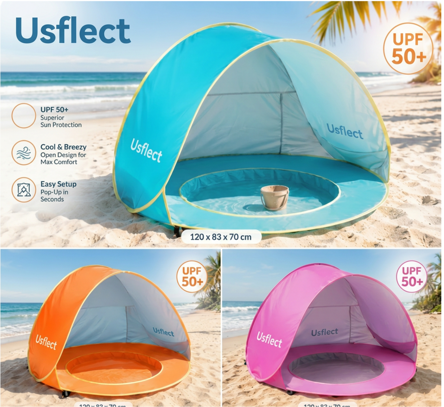 Usflect™ SplashNest – Portable Baby Beach Tent